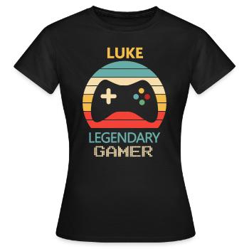 Luke Name Geschenk, personalisierter legendärer Spieler - Frauen T-Shirt - Schwarz - Vorne - AI Model Female 172 dark (172cm)