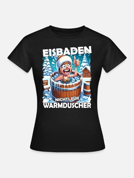 Eisbaden Winterbaden Lustig - Frauen T-Shirt - Schwarz