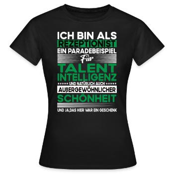 Rezeptionist Bescheiden - Lustiger Spruch - Frauen T-Shirt - Schwarz - Vorne - AI Model Female 172 dark (172cm)