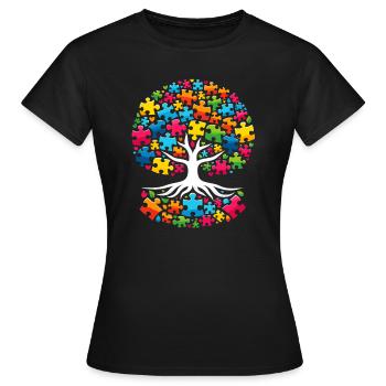 Autism Awareness puzzles piece - Frauen T-Shirt - Schwarz - Vorne - AI Model Female 172 dark (172cm)