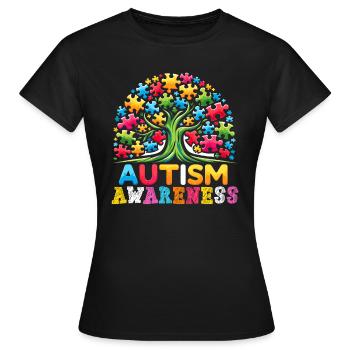 Autism Awareness puzzles piece - Frauen T-Shirt - Schwarz - Vorne - AI Model Female 172 dark (172cm)