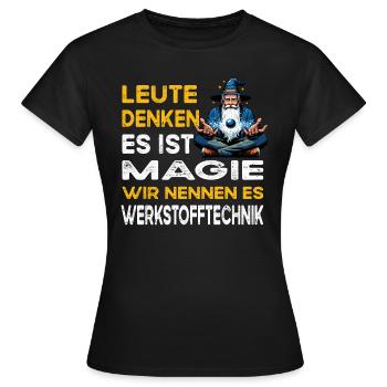 People Think Magic Materials Engineering - Women's T-Shirt - black - Front - AI Model Female 172 dark (172cm)