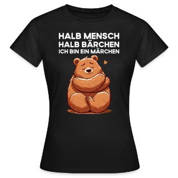 Mi-humain, mi-ours Je suis un conte de fées - T-shirt Femme - noir - Devant - AI Model Female 172 dark (172cm)