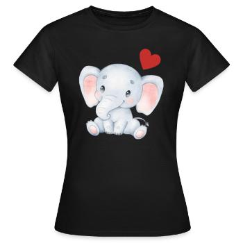 Éléphant Bébé Nourrisson Coeur Enfants T-shirt - T-shirt Femme - noir - Devant - AI Model Female 172 dark (172cm)