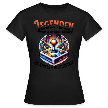 Legenden altern nicht sie gehen Videospiele - Frauen T-Shirt - Schwarz - Vorne - AI Model Female 172 dark (172cm)