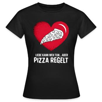 Love Hurts Breakup Valentine's Day Pizza Regulates - Women's T-Shirt - black - Front - AI Model Female 172 dark (172cm)