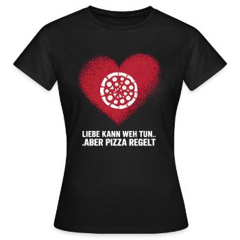Love Hurts Breakup Valentine's Day Pizza Regulates - Women's T-Shirt - black - Front - AI Model Female 172 dark (172cm)
