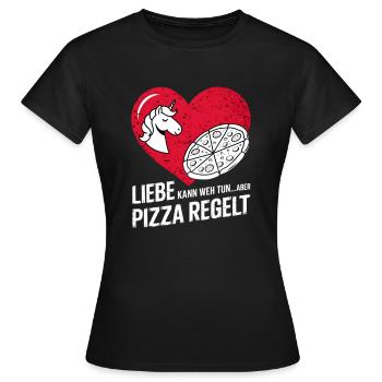 Love Hurts Breakup Valentine's Day Pizza Regulates - Women's T-Shirt - black - Front - AI Model Female 172 dark (172cm)