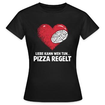 Love Hurts Breakup Valentine's Day Pizza Regulates - Women's T-Shirt - black - Front - AI Model Female 172 dark (172cm)