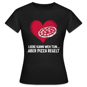 Love Hurts Breakup Valentine's Day Pizza Regulates - Women's T-Shirt - black - Front - AI Model Female 172 dark (172cm)