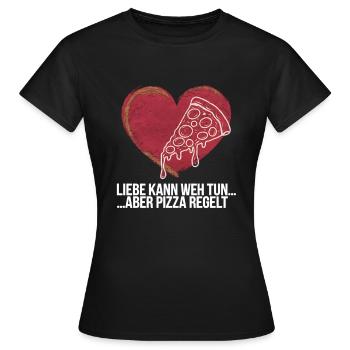 Love Hurts Breakup Valentine's Day Pizza Regulates - Women's T-Shirt - black - Front - AI Model Female 172 dark (172cm)