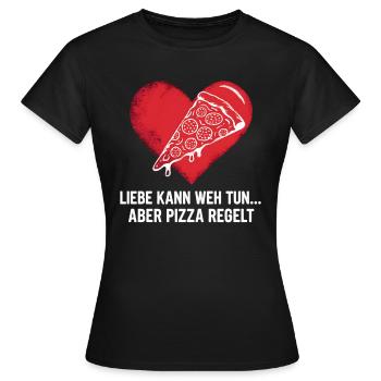 Love Hurts Breakup Valentine's Day Pizza Regulates - Women's T-Shirt - black - Front - AI Model Female 172 dark (172cm)