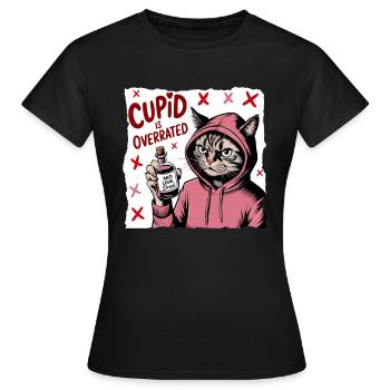 Célibataire Saint-Valentin Amour Cupidon Drôle Dicton - T-shirt Femme - noir - Devant - AI Model Female 172 dark (172cm)