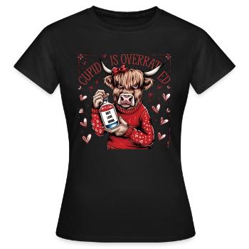Célibataire Saint-Valentin Amour Cupidon Drôle Dicton - T-shirt Femme - noir - Devant - AI Model Female 172 dark (172cm)