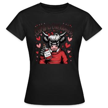 Célibataire Saint-Valentin Amour Cupidon Drôle Dicton - T-shirt Femme - noir - Devant - AI Model Female 172 dark (172cm)