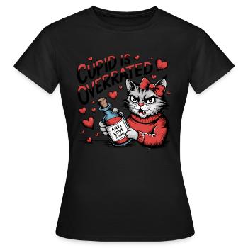 Célibataire Saint-Valentin Amour Cupidon Drôle Dicton - T-shirt Femme - noir - Devant - AI Model Female 172 dark (172cm)