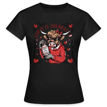 Célibataire Saint-Valentin Amour Cupidon Drôle Dicton - T-shirt Femme - noir - Devant - AI Model Female 172 dark (172cm)