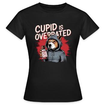 Célibataire Saint-Valentin Amour Cupidon Drôle Dicton - T-shirt Femme - noir - Devant - AI Model Female 172 dark (172cm)