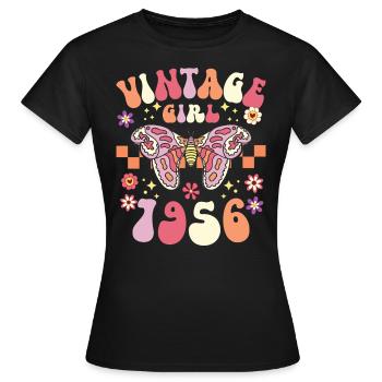 70 Jahre Vintage Frau Geburtstag 1956 - Frauen T-Shirt - Schwarz - Vorne - AI Model Female 172 dark (172cm)
