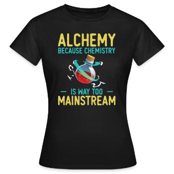L’alchimie, parce que la chimie est beaucoup trop mainstream - T-shirt Femme - noir - Devant - AI Model Female 172 dark (172cm)