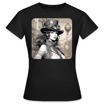 Fille Steampunk Cool - T-shirt Femme - noir - Devant - AI Model Female 172 dark (172cm)