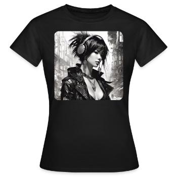 Fille Punk Gothique Cool - T-shirt Femme - noir - Devant - AI Model Female 172 dark (172cm)