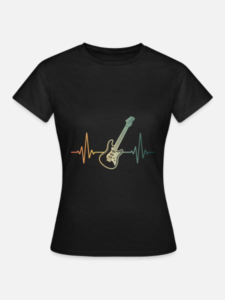Gitarre Herzschlag Gitarrist Musiker Shirt - Frauen T-Shirt - Schwarz