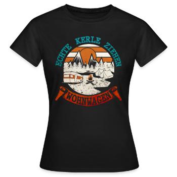 Echte kerle ziehen Wohnwagen - Frauen T-Shirt - Schwarz - Vorne - AI Model Female 172 dark (172cm)