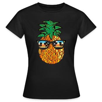 Pineapple Sunglasses Pineapple with Sunglasses Sun - Women's T-Shirt - black - Front - AI Model Female 172 dark (172cm)