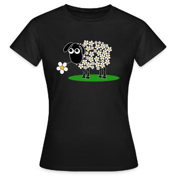 Brebis douce avec fleur - T-shirt Femme - noir - Devant - AI Model Female 172 dark (172cm)