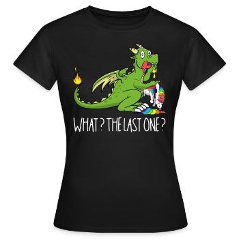 Wie das letzte Einhorn T-rex isst Einhorn Dino - Frauen T-Shirt - Schwarz - Vorne - AI Model Female 172 dark (172cm)