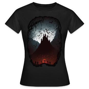 Vampir Schloss Fledermaus Halloween Gruselig Blut - Frauen T-Shirt - Schwarz - Vorne - AI Model Female 172 dark (172cm)