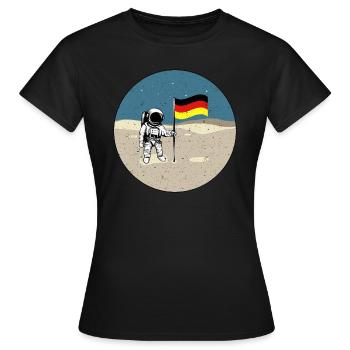 Deutsche Mondlandung Deutscher Astronaut Mond - Frauen T-Shirt - Schwarz - Vorne - AI Model Female 172 dark (172cm)