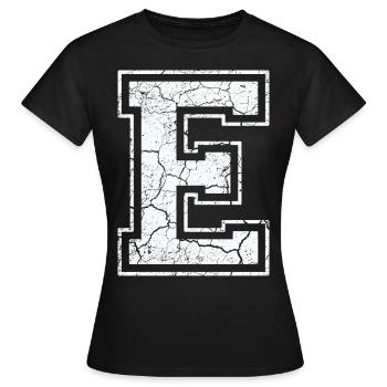 Un caractère un mi dans blanc in Used Look - T-shirt Femme - noir - Devant - AI Model Female 172 dark (172cm)