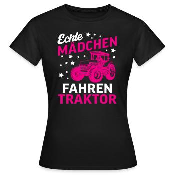 Echte Mädchen Fahren Traktor - Frauen T-Shirt - Schwarz - Vorne - AI Model Female 172 dark (172cm)