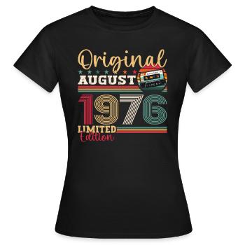 47. Geburtstag Mann August Jahrgang 1976 Kassette - Frauen T-Shirt - Schwarz - Vorne - AI Model Female 172 dark (172cm)