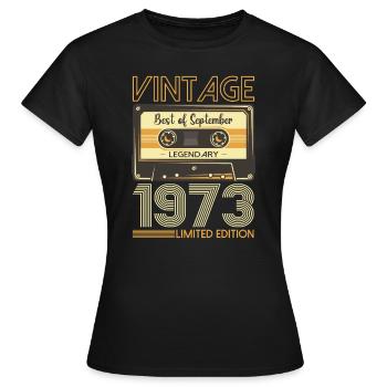 50. Geburtstag September Jahrgang 1973 Kassette - Frauen T-Shirt - Schwarz - Vorne - AI Model Female 172 dark (172cm)