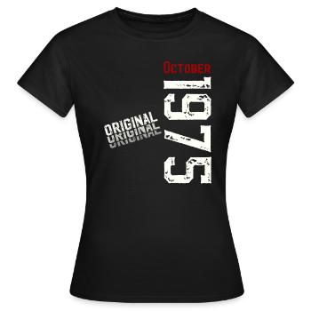 50. Geburtstag Original Oktober 1975 Jahrgang 75 - Frauen T-Shirt - Schwarz - Vorne - AI Model Female 172 dark (172cm)