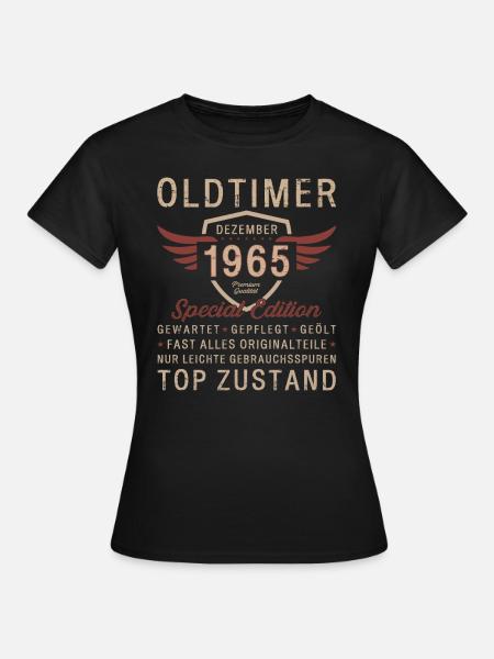 60. Geburtstag Oldtimer Dezember 1965 Jahrgang 65 - Frauen T-Shirt - Schwarz