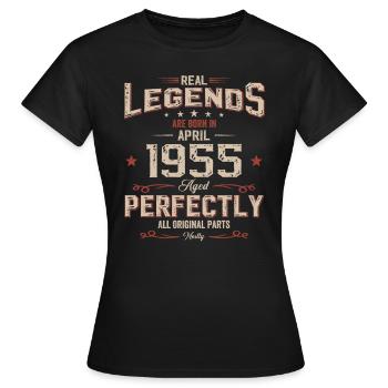 70ème anniversaire cadeau mari Vintage avril 1955 - T-shirt Femme - noir - Devant - AI Model Female 172 dark (172cm)