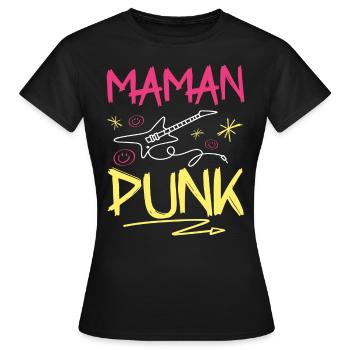 Maman Punk Rock - T-shirt Femme - noir - Devant - AI Model Female 172 dark (172cm)