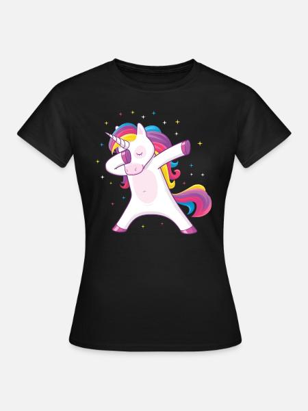 dabbing unicorn - Frauen T-Shirt - Schwarz