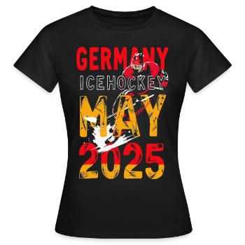 Germany Eishockey WM 2025 Fan Shirt - Frauen T-Shirt - Schwarz - Vorne - AI Model Female 172 dark (172cm)
