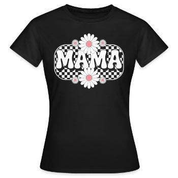 Retro Mama Flower Aesthetic Mother's Day Gift - Frauen T-Shirt - Schwarz - Vorne - AI Model Female 172 dark (172cm)