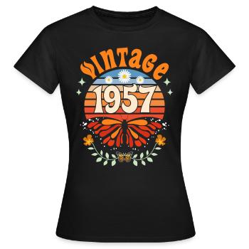 Rétro et Vintage 1957 Femme 65 Ans Anniversaire - T-shirt Femme - noir - Devant - AI Model Female 172 dark (172cm)