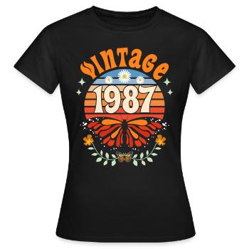 Rétro et Vintage 1987 Femme 35 Ans Anniversaire - T-shirt Femme - noir - Devant - AI Model Female 172 dark (172cm)