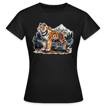 Striking Tiger Pose - Women's T-Shirt - black - Front - AI Model Female 172 dark (172cm)