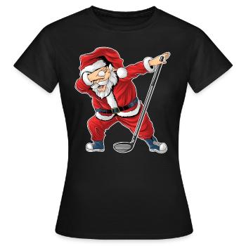 Weihnachtsmann spielt Golf Babbo Natale Golf - Frauen T-Shirt - Schwarz - Vorne - AI Model Female 172 dark (172cm)