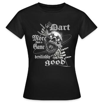 Dart Design devilishly good, Dart teuflisch gut, - Frauen T-Shirt - Schwarz - Vorne - AI Model Female 172 dark (172cm)