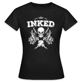 Tattoo Inked - Tätowiert & Stolz Drauf - Frauen T-Shirt - Schwarz - Vorne - AI Model Female 172 dark (172cm)